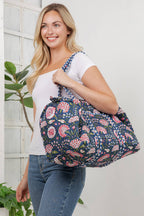 Floral Quilted Cotton Duffle Bag - Evening Garden - Premium duffle bags from LA Soul - Just $42.95! Shop now at Pat's Monograms