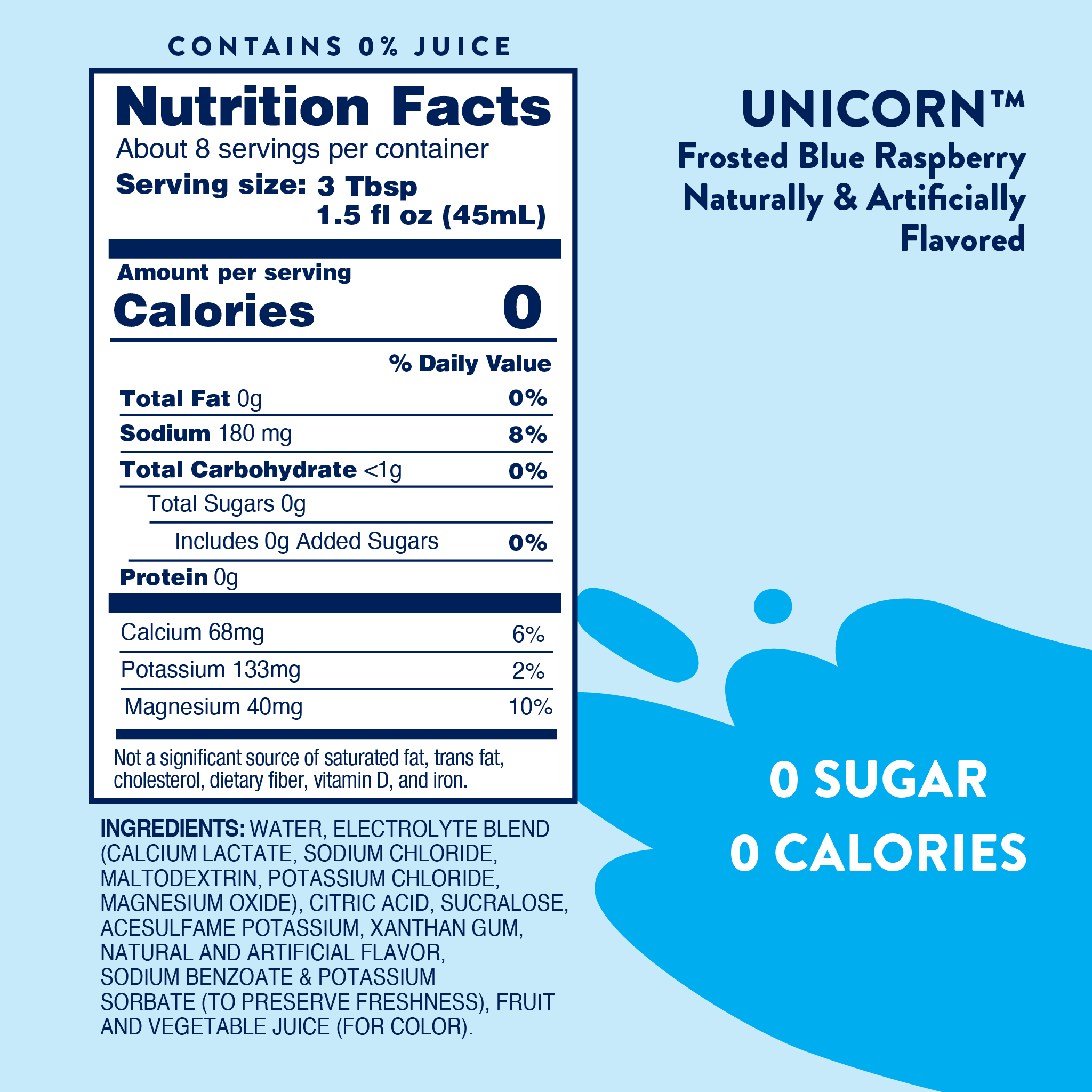 Sugar Free Unicorn Hydration Syrup with Electrolytes 375 ml - Premium drink mix from Jordan's Skinny Mixes - Just $7.95! Shop now at Pat's Monograms