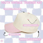 Kids Two Tone Vintage Cap - Light Pink/Beige - Premium Trucker Cap from Funky Junque - Just $15.95! Shop now at Pat's Monograms