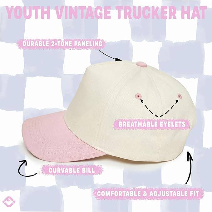 Kids Two Tone Vintage Cap - Light Pink/Beige - Premium Trucker Cap from Funky Junque - Just $15.95! Shop now at Pat's Monograms