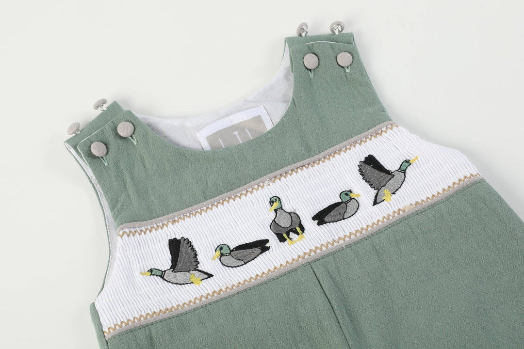 Sage Green Mallard Smocked Overalls - Premium Baby & Toddler Outfits from Lil Cactus - Just $34.95! Shop now at Pat's Monograms