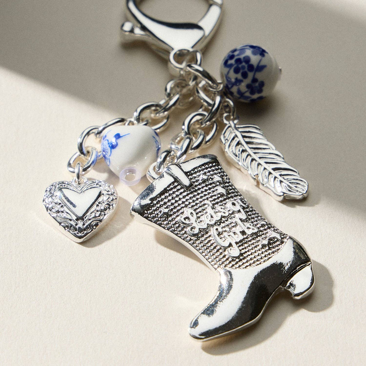 Western Cowgirl Boot Charm Ceramic | Beads Keychain — Frem