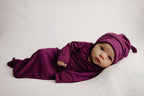 Knotted Newborn Baby Gown Plum Purple - Premium baby and Toddler Outfits from Three Little Tots - Just $26.95! Shop now at Pat's Monograms