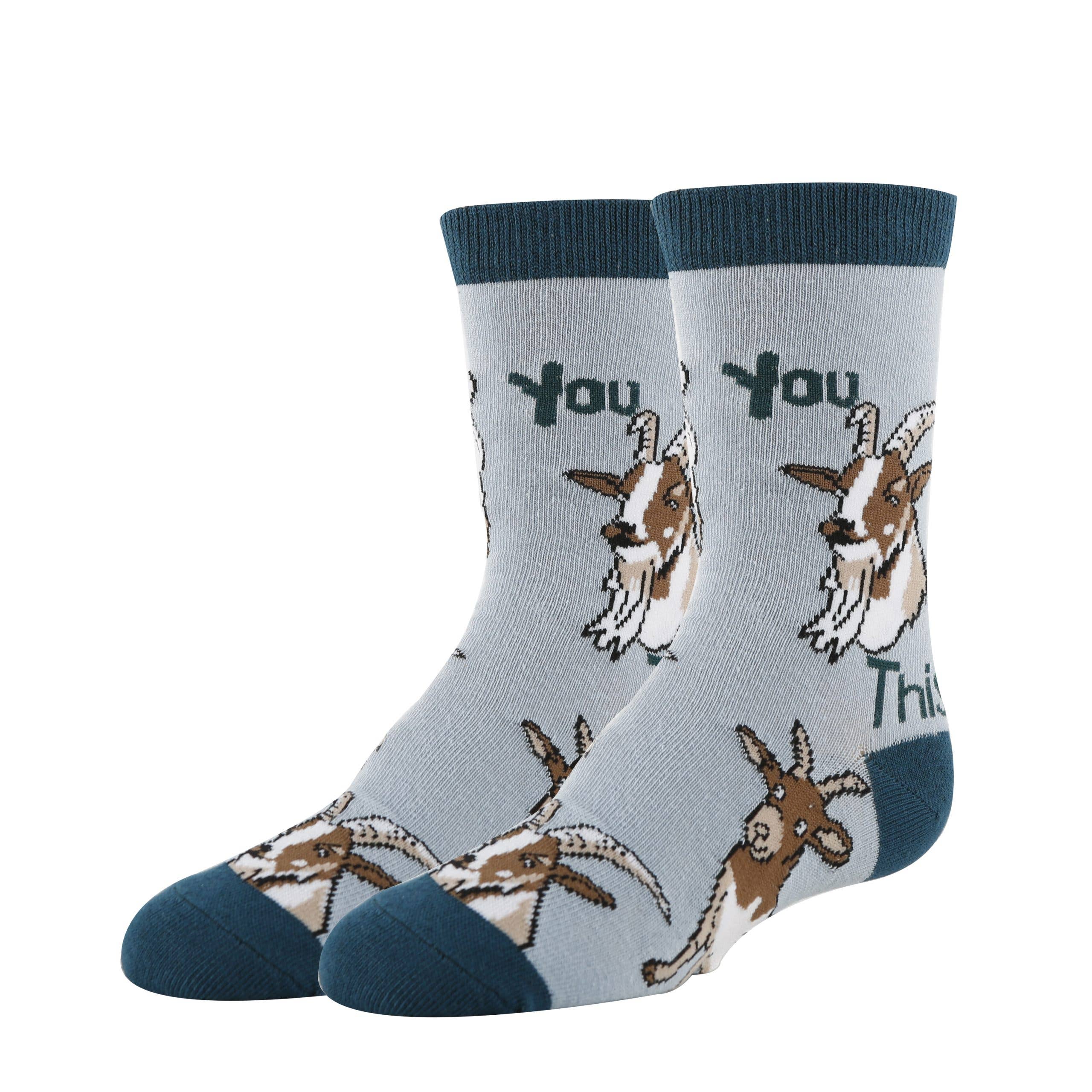 You Goat This | Kids' Funny Cotton Crew Socks - Premium socks from Oooh Yeah/Sock It Up/Oooh Geez Slippers - Just $8.95! Shop now at Pat's Monograms