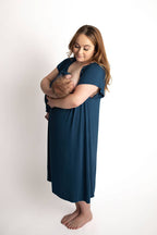 Navy Blue Maternity Mommy Labor and Delivery/ Nursing Gown - Premium nursing & Feeding from Three Little Tots - Just $36.95! Shop now at Pat's Monograms