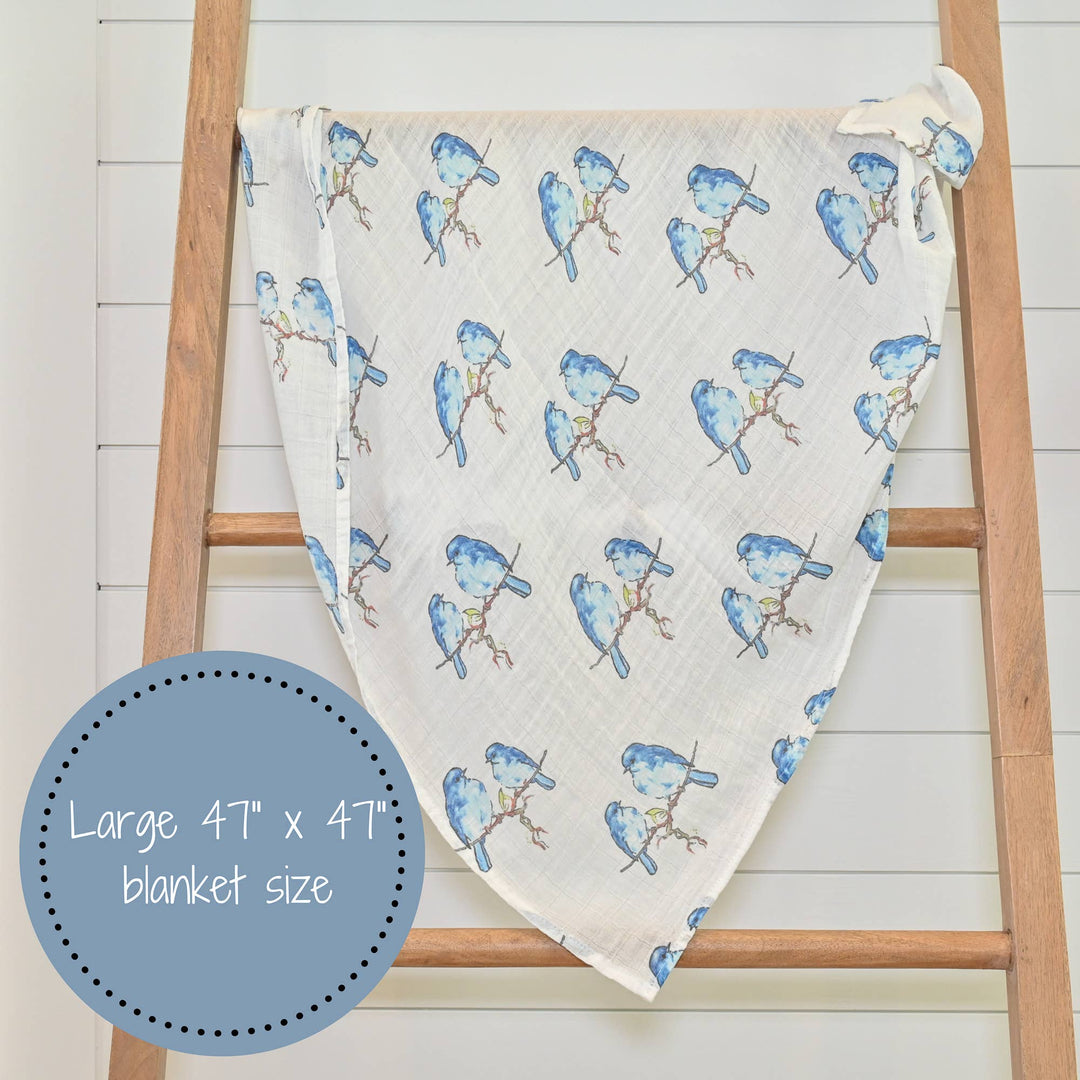 Bluebird Of Happiness Baby Swaddle Blanket - Premium Swaddle from LollyBanks - Just $19.95! Shop now at Pat's Monograms