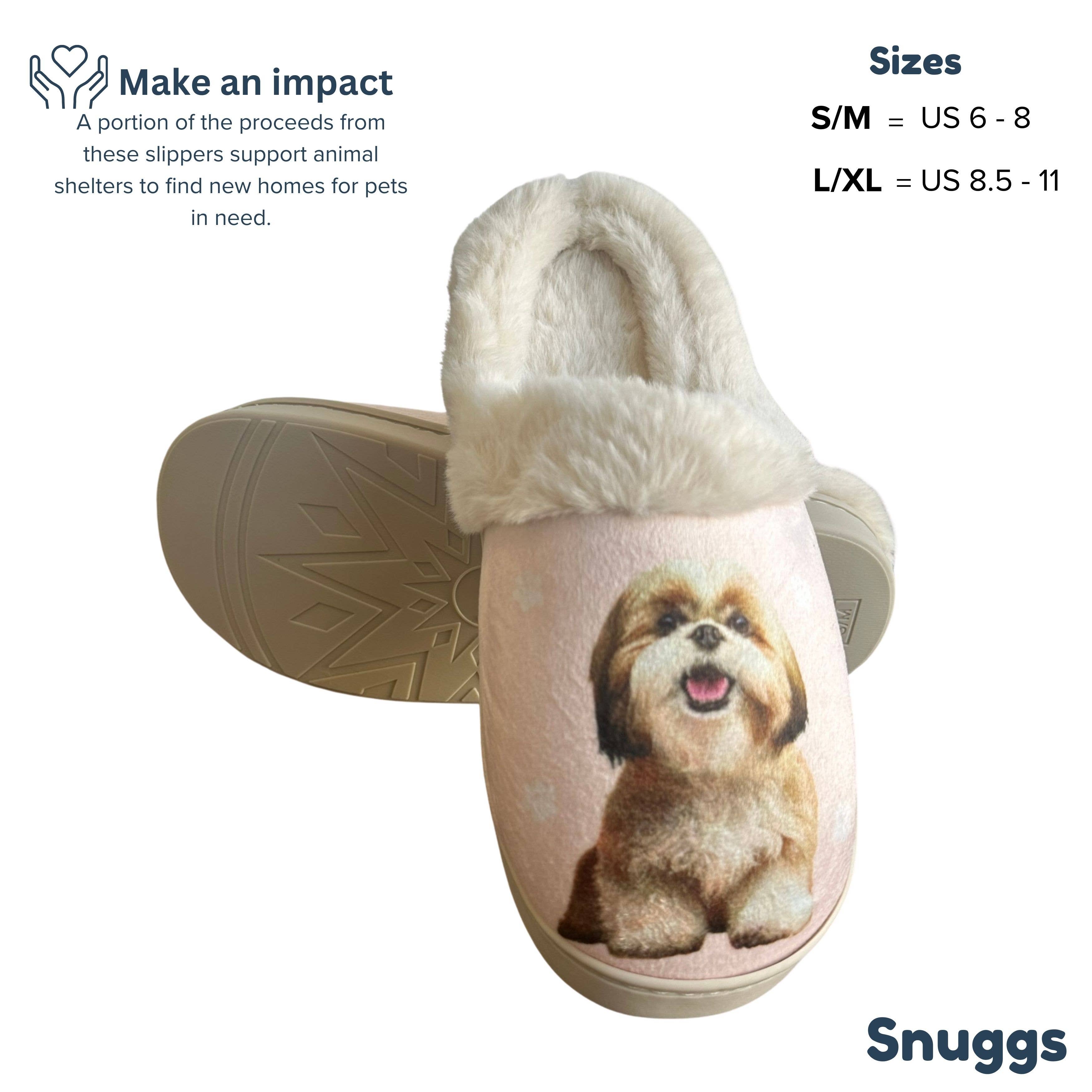 Shih Tzu Tan and White Snuggs Slipper - Comfy - Pet lovers - Premium Slippers from E&S Pets - Just $24.95! Shop now at Pat's Monograms