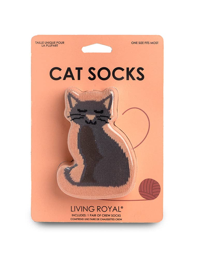 3D Packaged Crew Socks - Kitty Cat w/ Yarn Ball - Peach - Premium socks from Living Royal - Just $9.95! Shop now at Pat's Monograms
