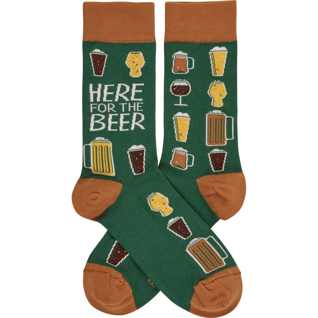 Here For The Beer Socks - Premium Socks from Primitives by Kathy - Just $11.50! Shop now at Pat's Monograms