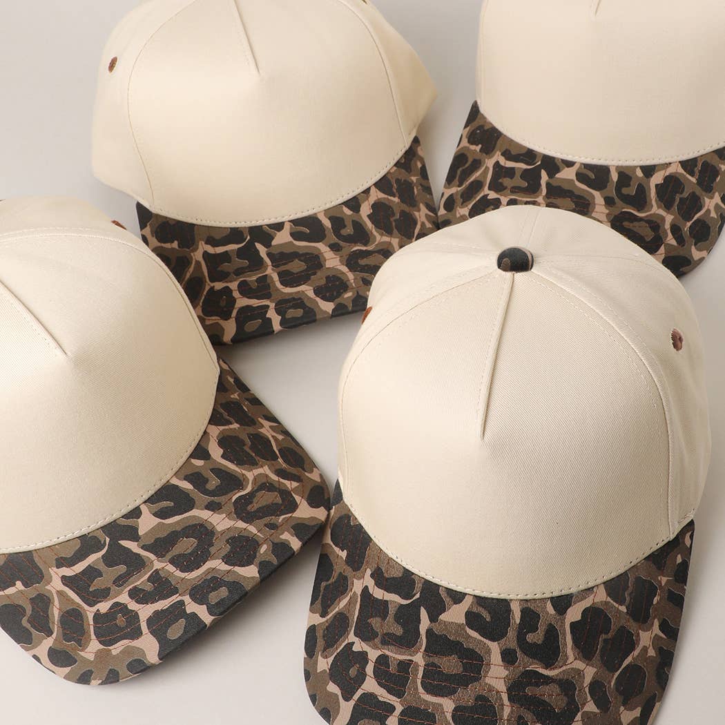 Two Tone Leopard Printed Canvas Trucker Hat - Premium Trucker Cap from Fashion City - Just $15! Shop now at Pat's Monograms