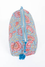 Light Blue w/  Floral print Quilted Cotton Toiletry Bag Set - Premium toiletry bags from LA Soul - Just $42.95! Shop now at Pat's Monograms