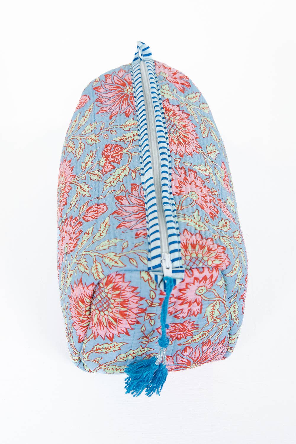 Light Blue w/  Floral print Quilted Cotton Toiletry Bag Set - Premium toiletry bags from LA Soul - Just $42.95! Shop now at Pat's Monograms