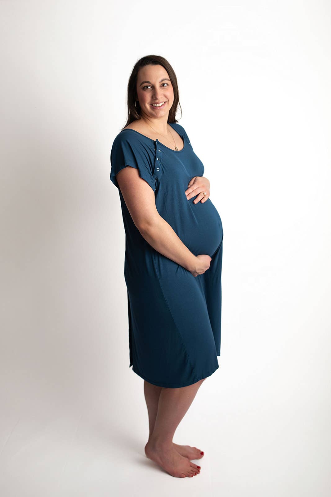 Navy Blue Maternity Mommy Labor and Delivery/ Nursing Gown - Premium nursing & Feeding from Three Little Tots - Just $36.95! Shop now at Pat's Monograms