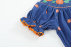 Blue Pumpkin Print Knit Smocked Romper - Premium  from Lil Cactus - Just $36! Shop now at Pat's Monograms