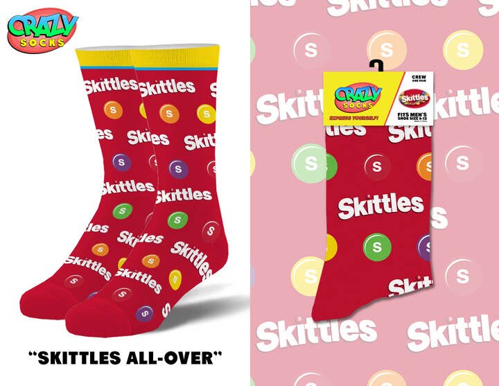 Skittles Novelty Crew Socks - Premium socks from Crazy Socks - Just $8! Shop now at Pat's Monograms