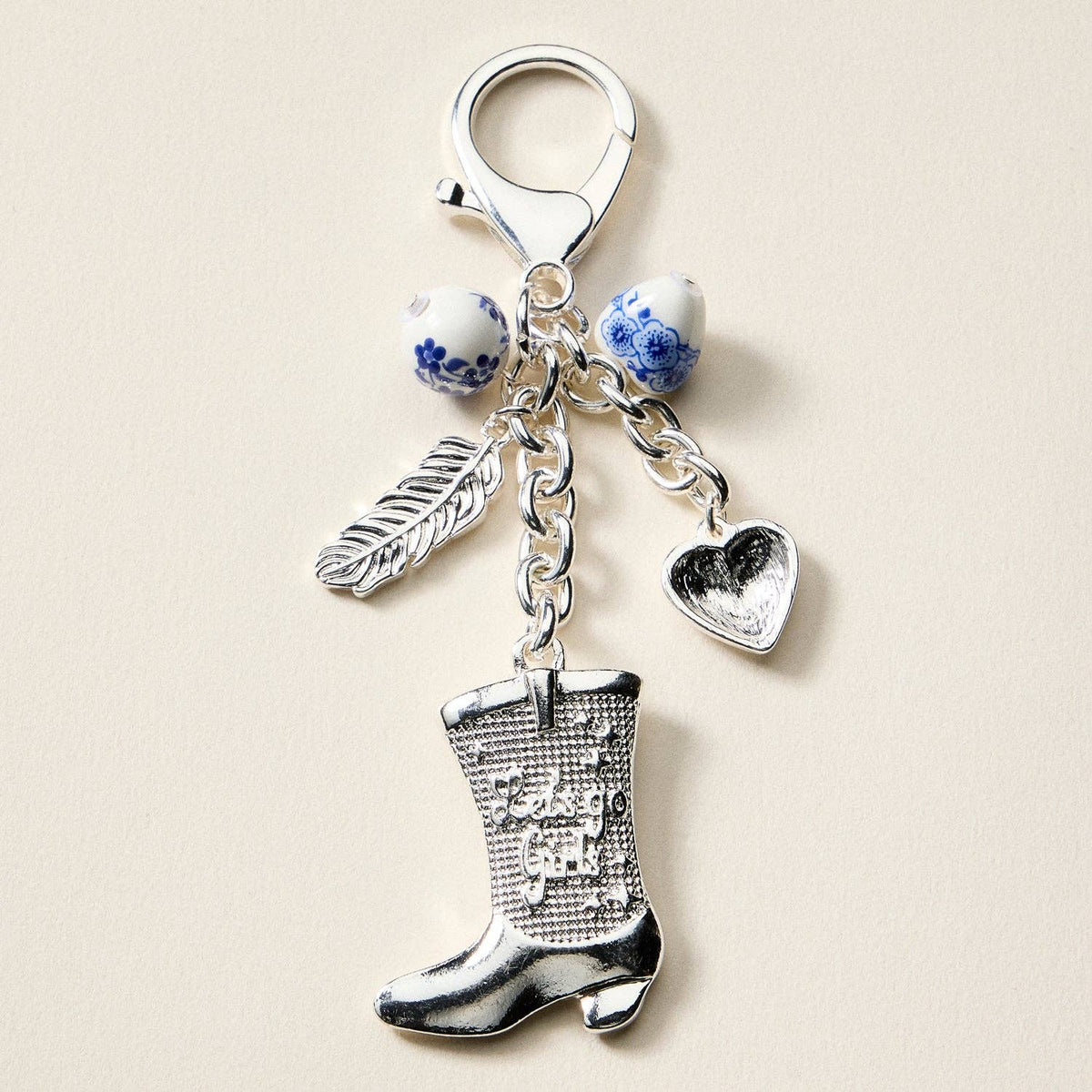 Western Cowgirl Boot Charm Ceramic | Beads Keychain — Frem