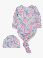 SoftSnooze™ Baby Girls Bow Blooms Ruffle Knotted Sleep Gown & Bow Hat Set - Premium Baby Sleepwear from RuffleButts + RuggedButts - Just $42.95! Shop now at Pat's Monograms