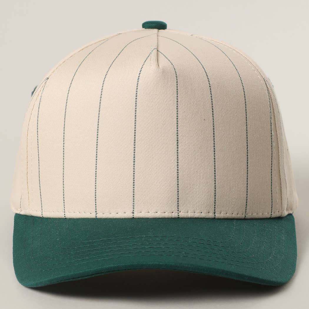 Two-Tone Pinstripe Canvas Trucker Hat - Premium  from Fashion City - Just $15! Shop now at Pat's Monograms