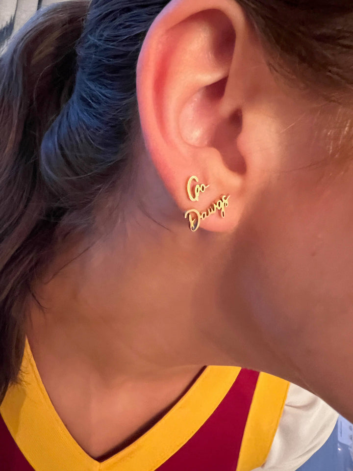 Go Dawgs Cute Game Day Gold Stud Earrings Dawgs Fans - Premium jewelry from Steele Sloan Designs - Just $14.95! Shop now at Pat's Monograms