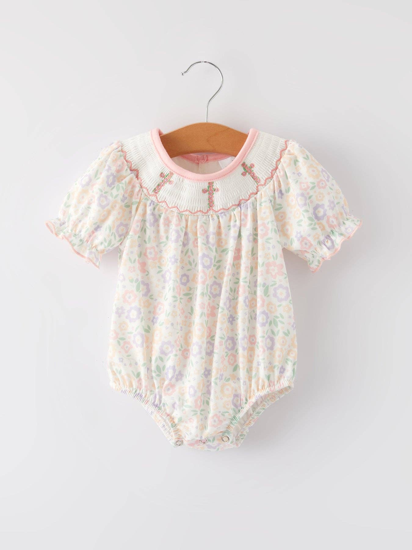 Spring Summer Cross Smocking Embroidery Colorful Romper - Premium Baby & Toddler Outfits from Rylee Faith Designs - Just $24.95! Shop now at Pat's Monograms