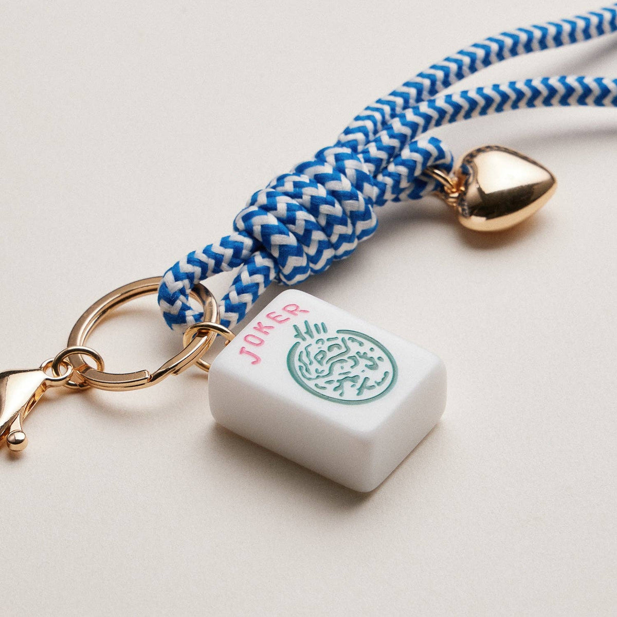 Mahjong Keychain | Heart Charm & Rope — Frem