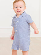 Baby Boys Blue Seersucker Button-Up Romper - Premium Baby & Toddler Outfits from RuffleButts + RuggedButts - Just $42.95! Shop now at Pat's Monograms