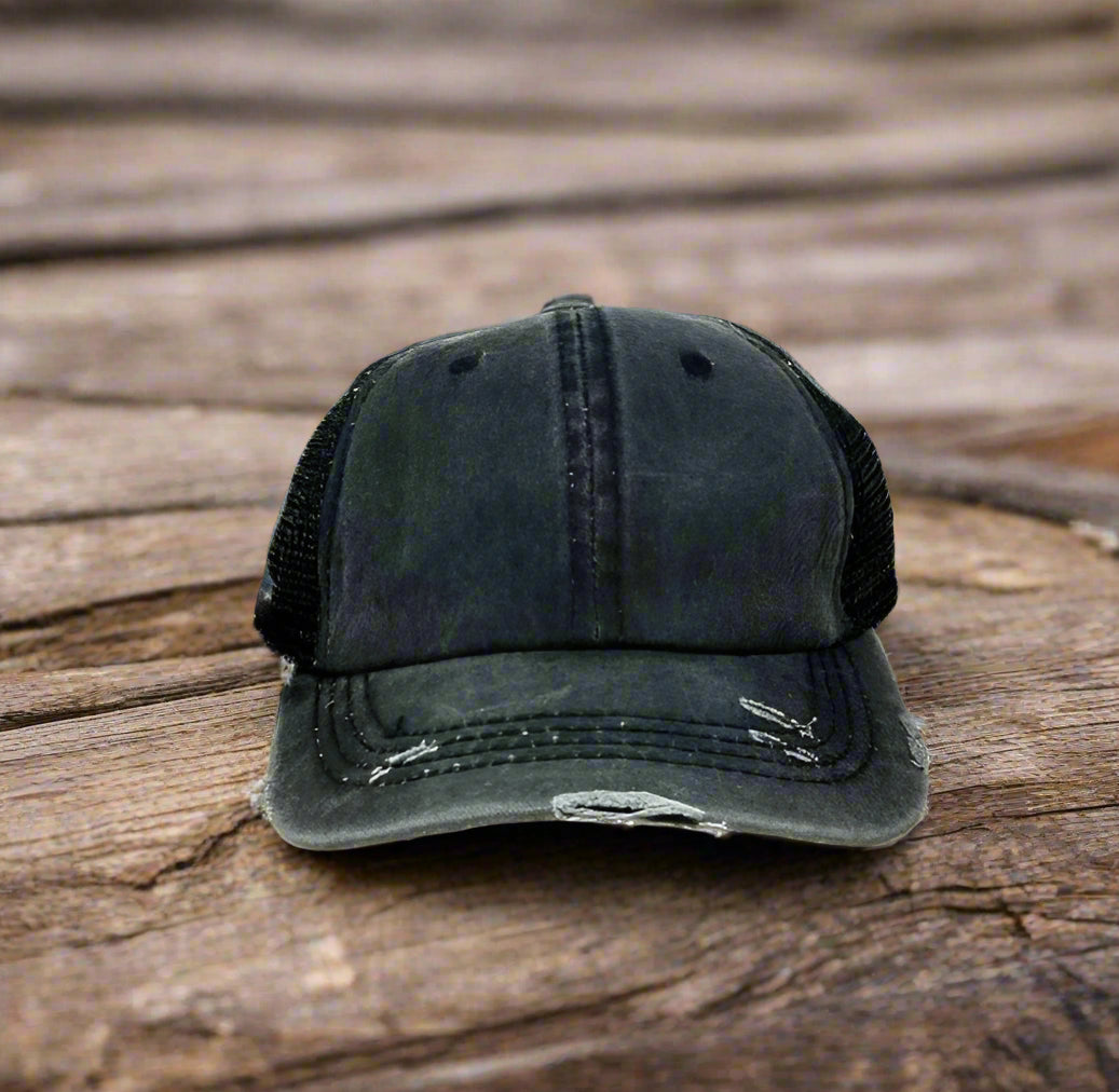 GIRLS Distressed Mesh Back Caps - Premium baseball cap from GRACE+EMMA by Southern Grace - Just $8.95! Shop now at Pat's Monograms