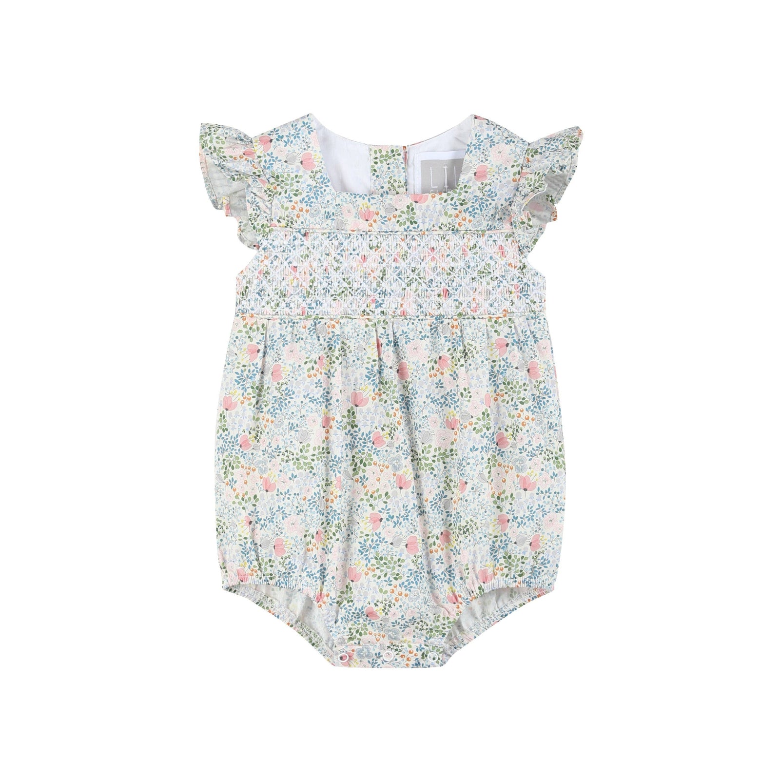 Pink Floral Print Smocked Futter Romper - Premium Baby & Toddler Outfits from Lil Cactus - Just $38.95! Shop now at Pat's Monograms