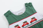 Green Santa Car Christmas Smocked Overalls - Premium Baby & Toddler Outfits from Lil Cactus - Just $36.95! Shop now at Pat's Monograms