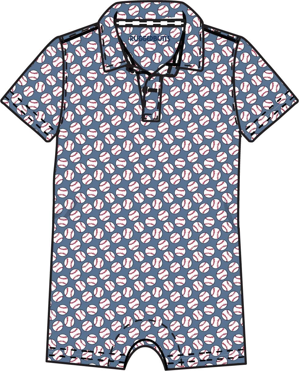 Baby Boys Home Run Performance Polo Romper - Premium Baby & Toddler Outfits from RuffleButts + RuggedButts - Just $42.95! Shop now at Pat's Monograms