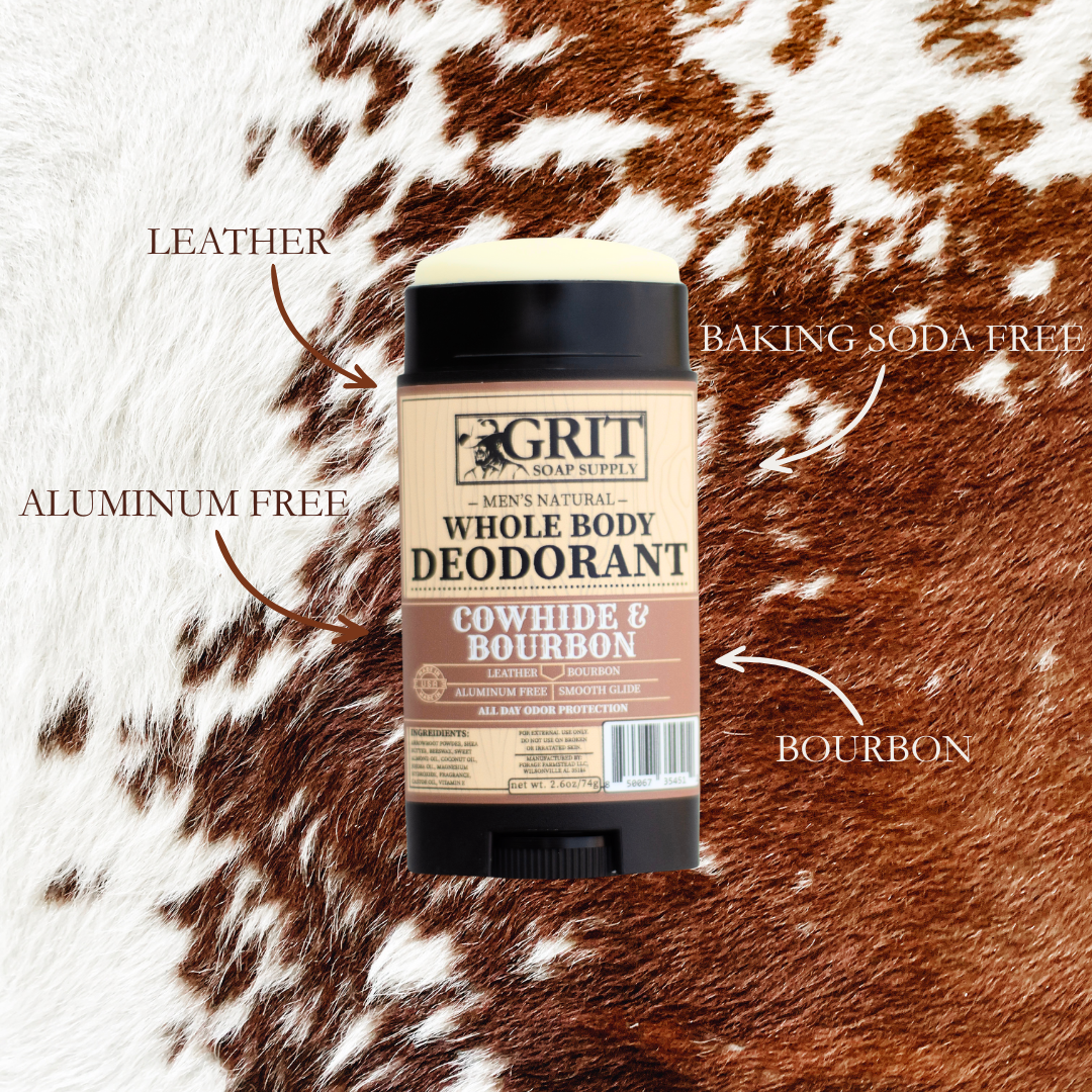 Cowhide & Bourbon Stick Deodorant - Premium Bath & Body from GRIT Soap Supply - Just $9.95! Shop now at Pat's Monograms