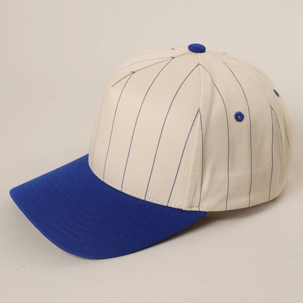 Two-Tone Pinstripe Canvas Trucker Hat - Premium  from Fashion City - Just $15! Shop now at Pat's Monograms