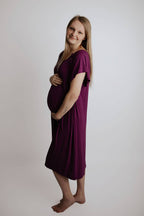 Plum Purple Maternity Labor and Delivery/ Nursing Gown - Premium nursing & Feeding from Three Little Tots - Just $36.95! Shop now at Pat's Monograms