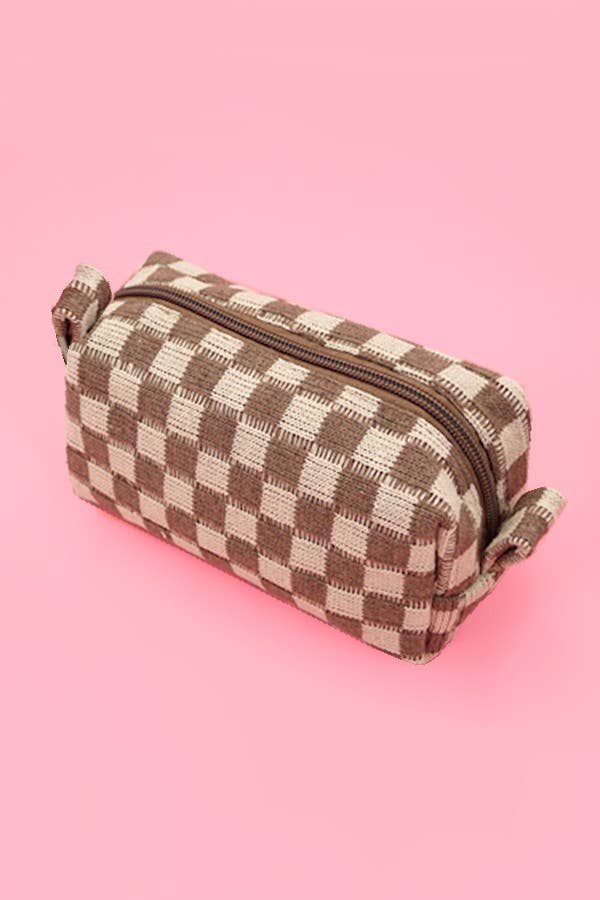 CHECKER MAKEUP COSMETIC POUCH BAG - Premium Cosmetic Bag from JOSSLYN by Wall to Wall - Just $7.45! Shop now at Pat's Monograms