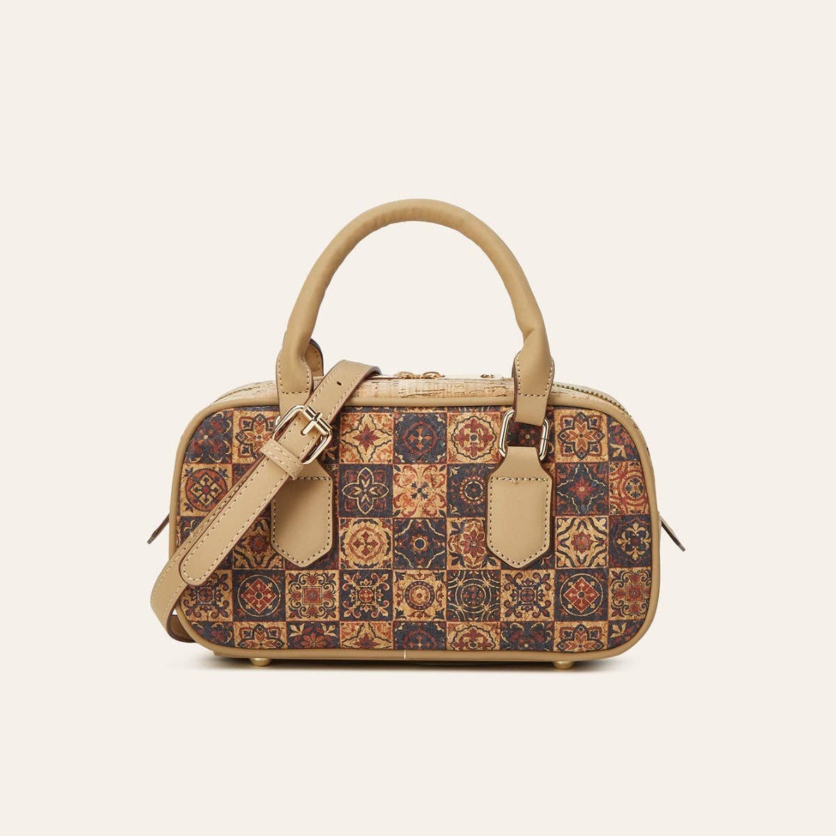 Vintage Multi-Element Ethnic Style Cork Print Tote Bag - Premium Handbag from Golden Hour Boutique - Just $58.95! Shop now at Pat's Monograms
