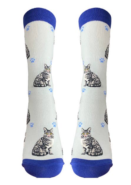 Silver Tabby Cat Full Body Socks - Premium Socks from Sock Daddy - Just $10.95! Shop now at Pat's Monograms