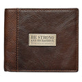 Wallet Leather Brown Be Strong & Courageous Badge - Premium Accessories from Christian Art Gifts - Just $35.95! Shop now at Pat's Monograms
