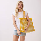 Gingham Check Frayed Trim Tote Bag - Premium tote bag from Hana - Just $22.95! Shop now at Pat's Monograms