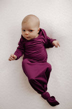 Knotted Newborn Baby Gown Plum Purple - Premium baby and Toddler Outfits from Three Little Tots - Just $26.95! Shop now at Pat's Monograms