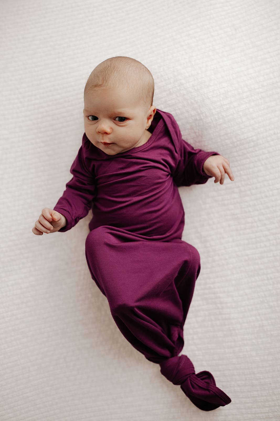 Knotted Newborn Baby Gown Plum Purple - Premium baby and Toddler Outfits from Three Little Tots - Just $26.95! Shop now at Pat's Monograms