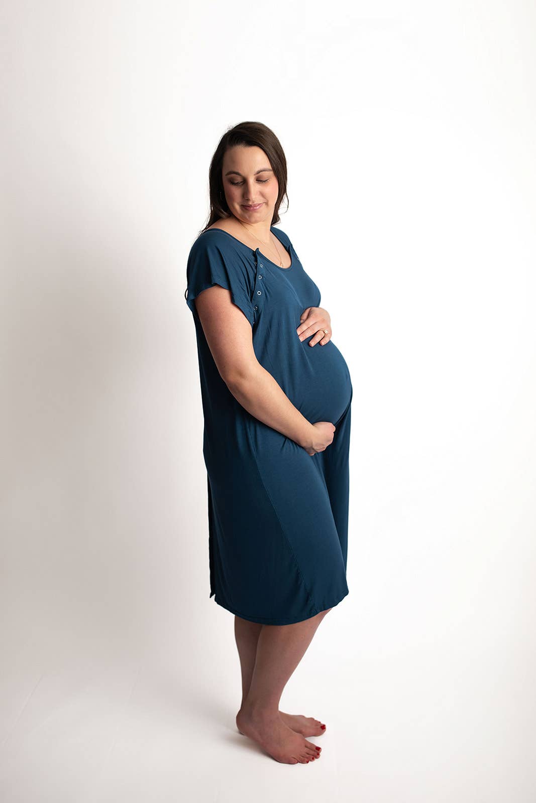 Navy Blue Maternity Mommy Labor and Delivery/ Nursing Gown - Premium nursing & Feeding from Three Little Tots - Just $36.95! Shop now at Pat's Monograms