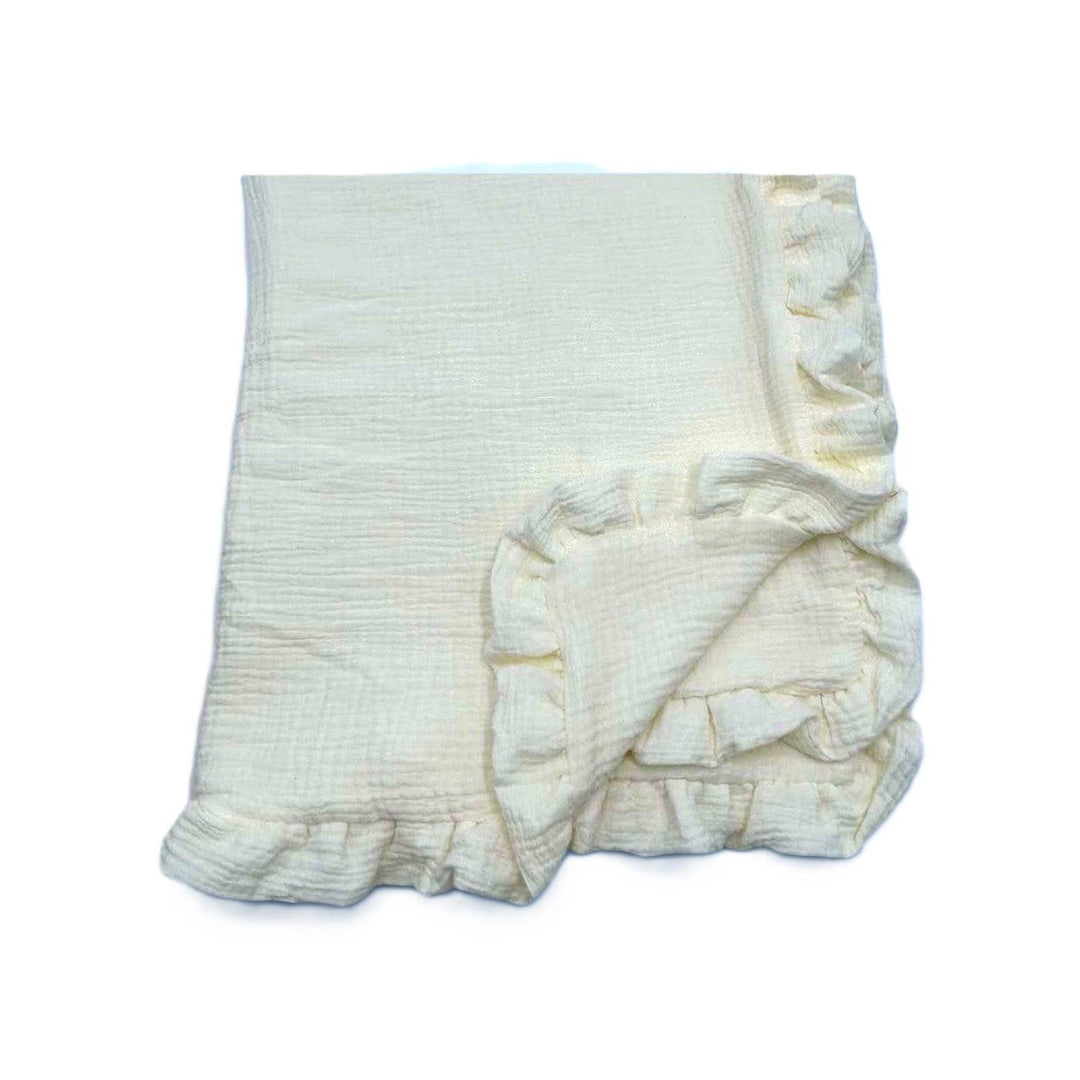 Muslin Ruffle Blanket - Baby Gift, Shower Gift, Newborn - Premium Baby Accessories from Zsa Zsa & LoLLi - Just $30! Shop now at Pat's Monograms