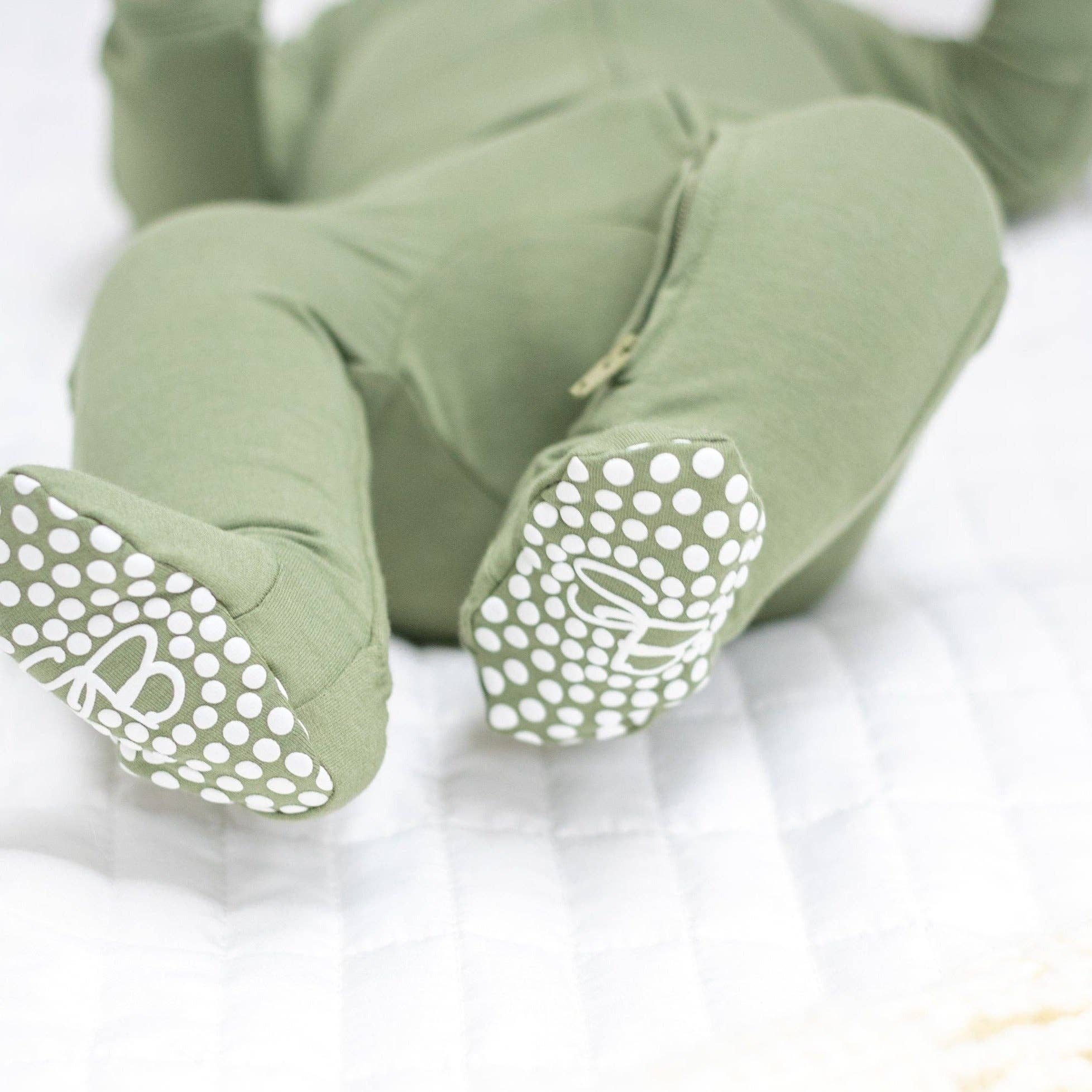Zipper Footie - Shale Green - Premium Baby & Toddler Outfits from Sweet Bamboo - Just $38! Shop now at Pat's Monograms