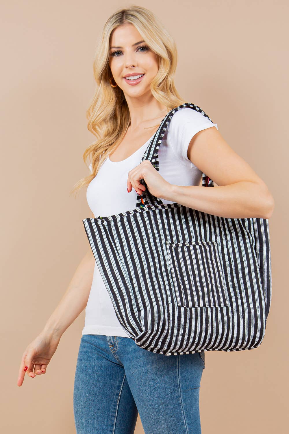 Quilted Tote Bag - Bold Floral - Premium Bags and Totes from LA Soul - Just $34.95! Shop now at Pat's Monograms