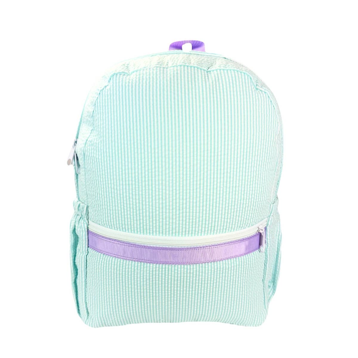 Mermaid Seersucker Medium Backpack w/ Pocket - Premium Backpack from Mint - Just $34.95! Shop now at Pat's Monograms