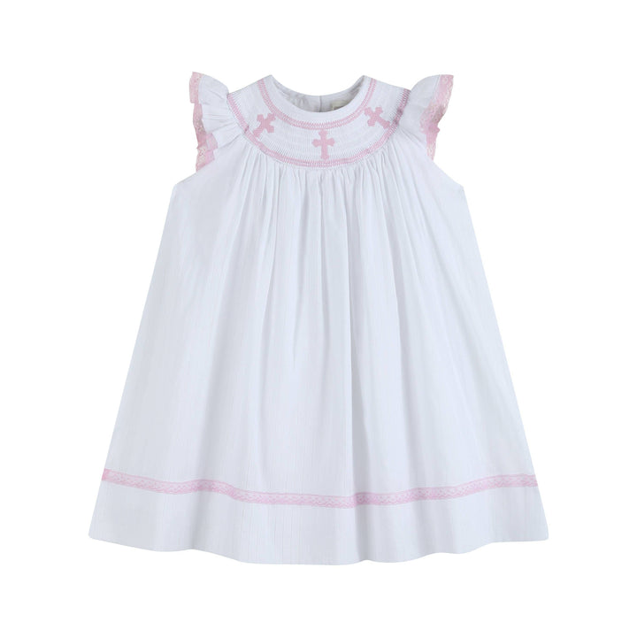 White and Pink Cross Smocked Bishop Dress - Premium Baby & Toddler Dresses from Lil Cactus - Just $36.95! Shop now at Pat's Monograms