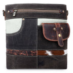 Canvas Cowhide & Leather Women Crossbody - Platinum/ Black - Premium crossbody from Sixtease Bags USA - Just $45! Shop now at Pat's Monograms