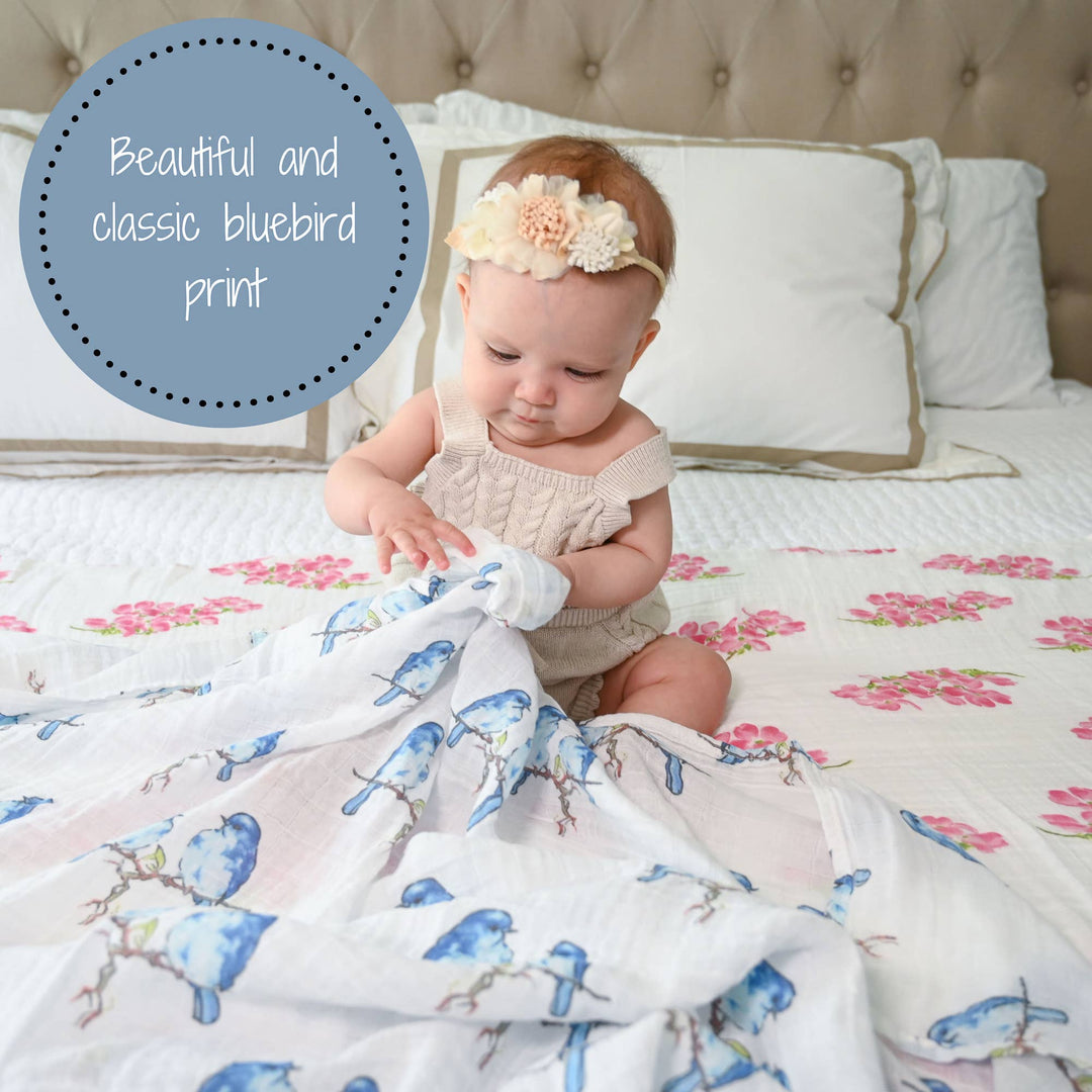 Bluebird Of Happiness Baby Swaddle Blanket - Premium Swaddle from LollyBanks - Just $19.95! Shop now at Pat's Monograms