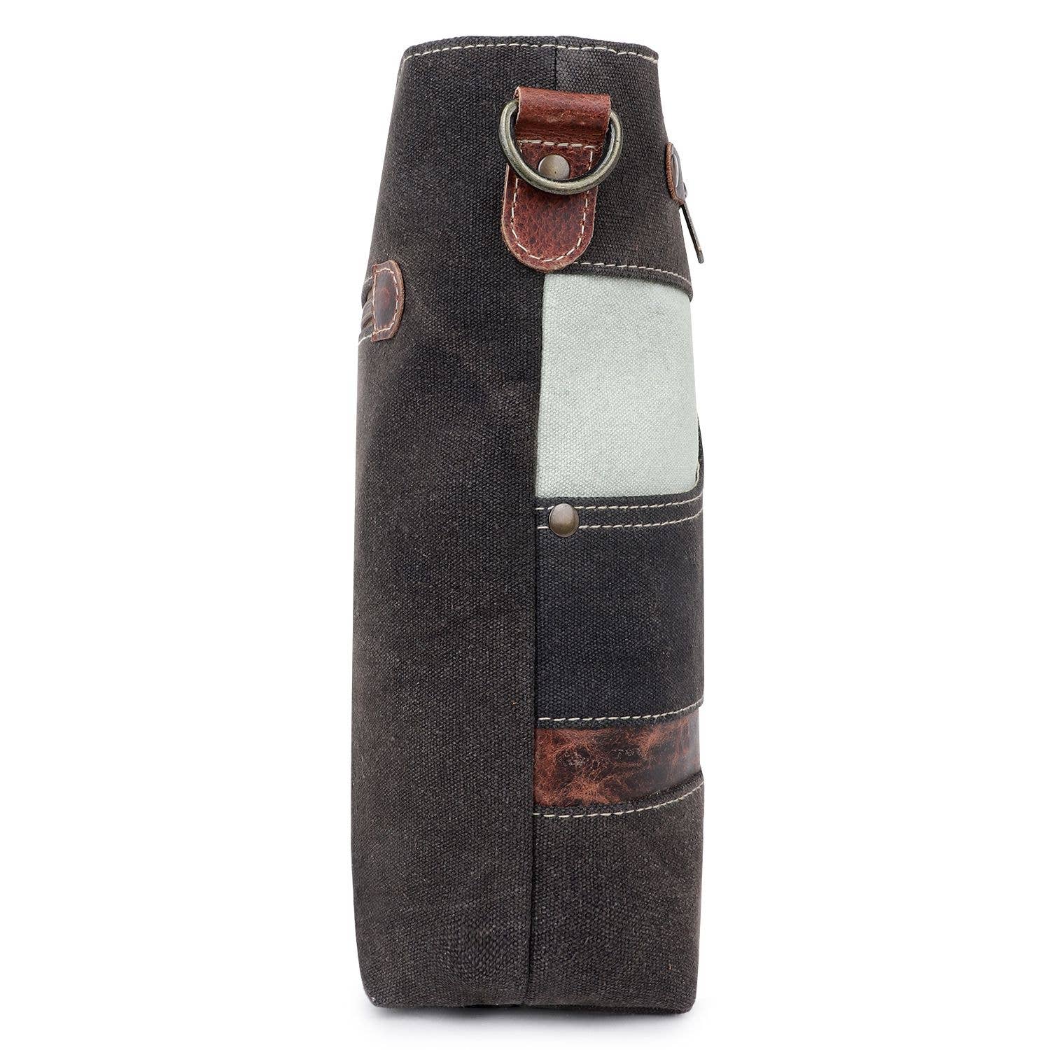 Canvas Cowhide & Leather Women Crossbody - Platinum/ Black - Premium crossbody from Sixtease Bags USA - Just $45! Shop now at Pat's Monograms