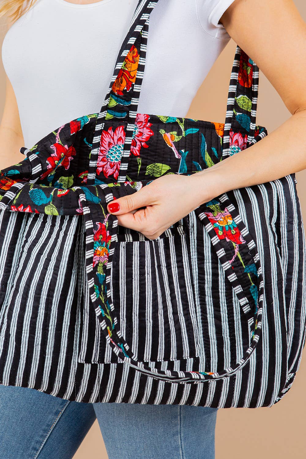 Quilted Tote Bag - Bold Floral - Premium Bags and Totes from LA Soul - Just $34.95! Shop now at Pat's Monograms